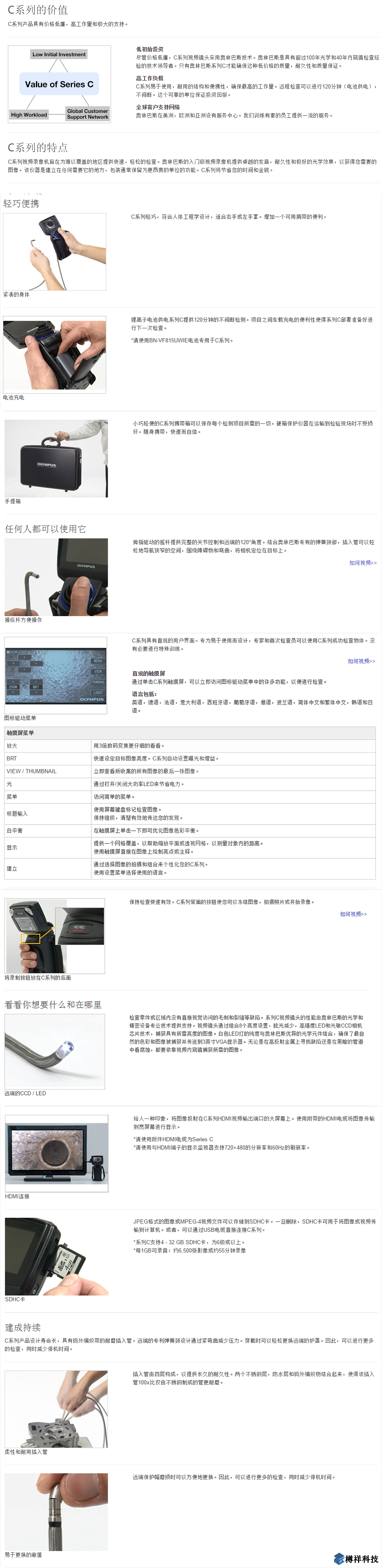 奧林巴斯系列C視頻工業(yè)內窺鏡產品概述